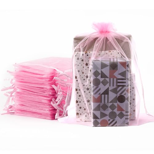 Meowoo 24PCS Big Organza Bags, 12x16in Big Mesh Bags Drawstring, Mesh Gift Bags Drawstring for Shoes, gift bags, home storage, Christmas, gardening, dolls(pink) - color: pink-12x16in-24p, size: 24p