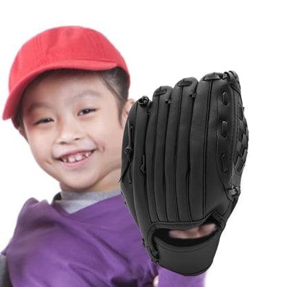 Baseball Training Gloves - Soft PU Leather Catch Mitt, Lightweight Youth Beginner Glove | Durable Practice Catchers Glove, Comfortable Throwing Mitt for Kids Girls Boys Adult Players - color: Black - 11.5 inches