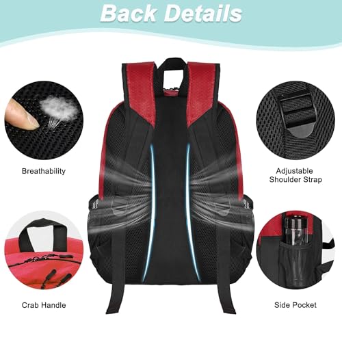 DAFISKY Soccer Backpack, Soccer Bags with Ball Holder & Shoes Compartment, Water Resistant Backpack for Basketball Volleyball Football - color: Red