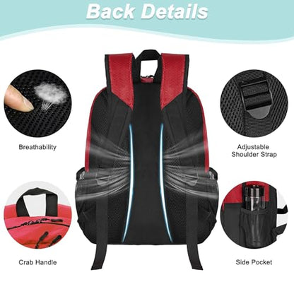DAFISKY Soccer Backpack, Soccer Bags with Ball Holder & Shoes Compartment, Water Resistant Backpack for Basketball Volleyball Football - color: Red