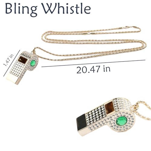 Whistle,Rhinestone Sports Whistle with Keychain for Coach/Referee/Training/Lifeguard/Teachers(Gold) - color: Green