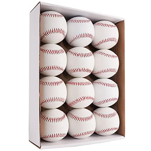 Official Size Practice Training Baseballs 12 Balls Pack Blank Baseball Sports Youth/Adult for League Play, Pitching, Batting, Fielding, Autograph, Gifts(One Dozen)