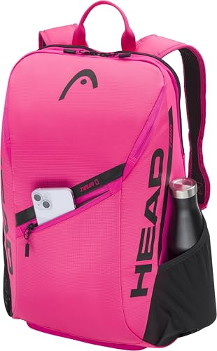 HEAD Tour Tennis Backpack 25L - Holds 2 Racquets, Shoe Compartment, Phone Pocket, Water Bottle & Ball Can Pockets - color: Pink