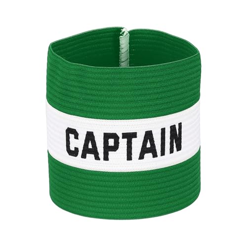 Captain Armband Soccer Captain Arm Bands Elastic Adjustable Leader Armbands Team Sport Rugby Player Band for Football - color: Green/White, size: 5.1x3.4 Inch