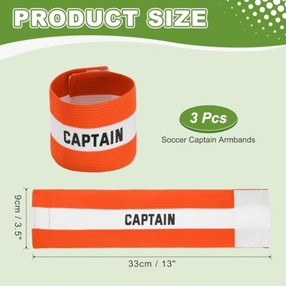 Soccer Captain Armbands, Adjustable Captain Bands Soccer Elastic Armband - color: Orange,White
