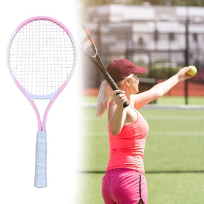 Menolana Tennis Racket Tennis Equipment Aluminum Alloy Frame Tennis Racquet High Strength Nylon Strings for Practice Training Garden - color: Pink White