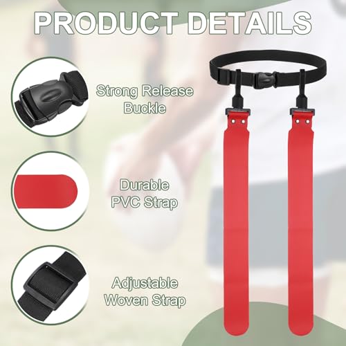 Flag Football, Adjustable Flag Football Belts with Belt and Flags Easy Tear Away - color: Red