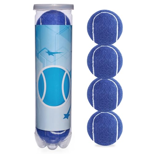 Tennis Balls 3/4 Pack – High Elasticity Training & Practice Balls for Beginners, Durable High-Visibility Colored Balls for Dog Exercise, Ideal for Hard, Clay & Grass Courts - color: Dark Blue-4P