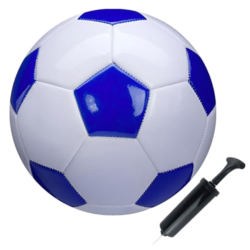 Soccer Ball Size 2,3,4,5 White Blue Outdoor and Indoor School Sports Activity Anti-Explosion Classic Design Suitable for Kids Toddler Boy Gift Training Practice - style: Size 2