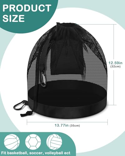 BROTOU Single Ball Bag with Double Hook, Balls Storage Bags with Zipper Pocket, Drawstring Sling Backpack for Soccer Basketball Football Volleyball Rugby