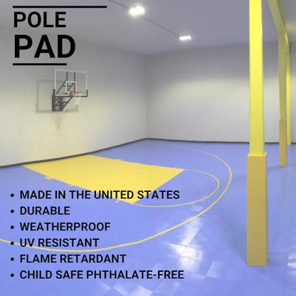 Safety Pole Pad – Square Pole Padding Basketball Pole Pads, 1” Thick Closed Cell Foam for Impact Safety, Weatherproof Goal Padding Pole, UV-Resistant Vinyl Cover, Hook/Loop, 4 FT Tall - color: DARK BLUE, size: 3.5" x 3.5" square