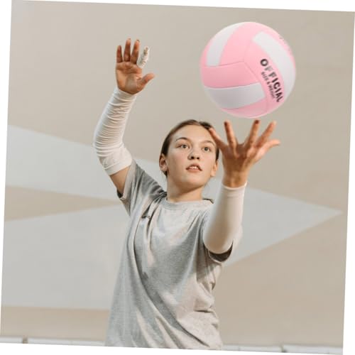 Soft Touch PU Volleyball for Indoor Training and Official Matches Ball with Control and Stability Eye-catching Pink and White Design for Sports Equipment