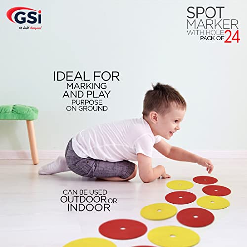 GSi Spot Markers – Non-Slip Non-Toxic Poly Spots – Floor Markers for PE, Sports & Classroom Activities - size: 9. Hole
