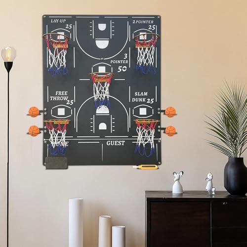 Extra Large Wall-Mounted Iron Basketball Hoop Decor 28.6x22.4in Metal Board Game Indoor Sports Game Gameroom Decor Unique Wall Art Housewarming Gift Family Night Wall Games Play on Wall