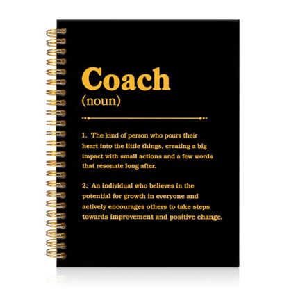 Coach Definition Funny Black Golden Spiral Notebook, Coach Office Decor Appreciation Gifts, Coach Birthday Gifts, Thank You Gifts for Sports Coach Mentor Motivator Leader Boss Teacher