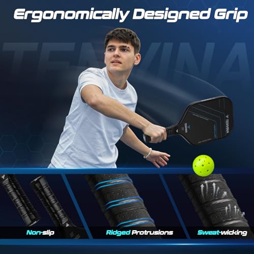 TENVINA Pickleball Paddles, Multi-Layer T700SC Textured Carbon Fiber Pickleball Paddle, Pickle Ball Paddle with Strong Spin & Power Surface, 4-Types of Shapes and Thicknesses, USAPA Approved - style: 2-Pack of Carbon-Elongated-16MM
