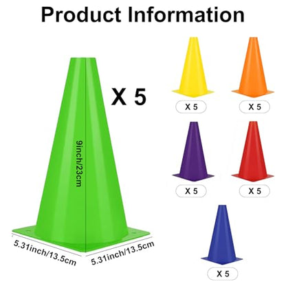 30 x 9-inch Plastic Traffic Cones – Safety Cones for Sports Agility Training, Football Practice Equipment, and Drills for Basketball and Football