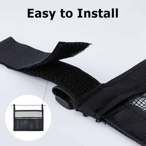 Ping Pong Paddle Holder Under-Table Mesh Bag 32x47cm Ping Pong Paddle Case with Mesh Storage Bag No-Drill Table Tennis Accessory Portable for Home Club Garage Black