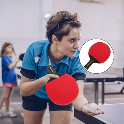 FUOYLOO Table Tennis Paddle Set for Students with 1 Long and 1 Short Pure Wood Rackets, 3 Ping Pong Balls, Anti-Slip Handles, Portable Trainer Kit for Home and Outdoor Sports