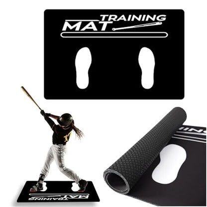 Baseball Batting Mat with Footprint, Non-Slip Batting Stance Alignment Training Mats for Swing Pitching Softball & Baseball Hitting Mat