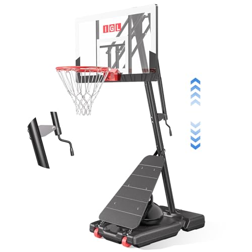 IGL Basketball Hoop Outdoor 40/44/48 Inch, Height Adjustable 5.3-10 FT, Portable Basketball Goal with Shatterproof Backboard for Kids Teens Adults, Backyard Driveway - color: White, size: 40inch Backboard