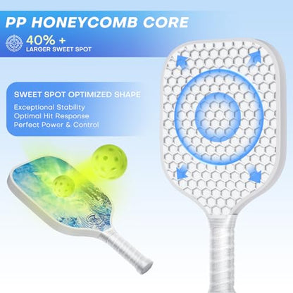 USAPA Approved Tournament-Grade Pickleball Paddle with PP Honeycomb Core for Precision Control, Enhanced Spin & Power, Lightweight Pickleball Set with Cover & Overgrip for Men Women Beginners