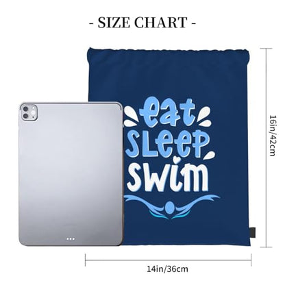 Eat Sleep Swim Unisex Drawstring Backpack Bag Sport Gym Travel Swim Sackpack - color: Eat Sleep Swim