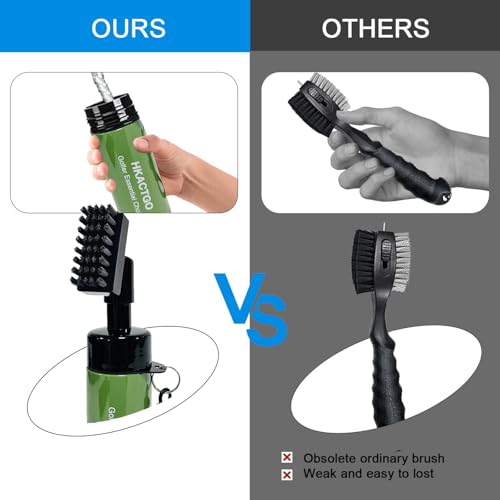 Golf Club Cleaner Brush with Spray Bottle, Holds 5 oz Water Portable Golf Cleaning Tool Gadgets and Groove Cleaner Kits that,Greener