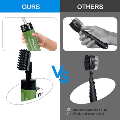 Golf Club Cleaner Brush with Spray Bottle, Holds 5 oz Water Portable Golf Cleaning Tool Gadgets and Groove Cleaner Kits that,Greener
