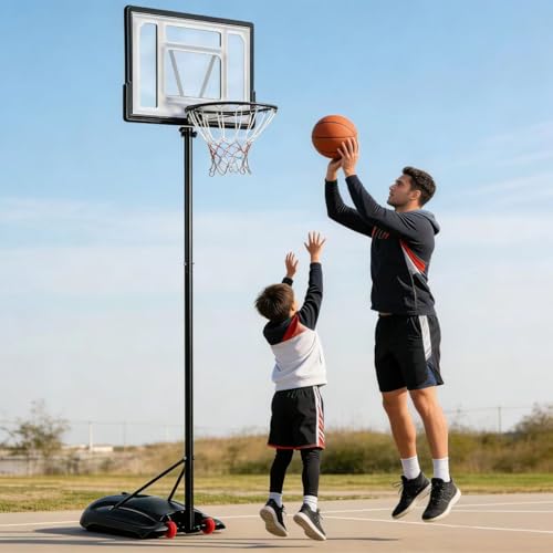 ZENY Portable Basketball Hoop, Basketball Goal Outdoor Adjustable Height 9.2ft, Driveway Backyard Basket Ball Hoop, 32'' PC Backboard