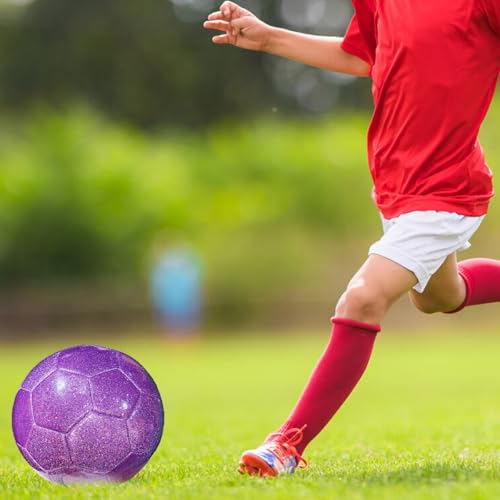 Soccer Ball Shiny Gift Size 3 4 5 Practice Training Come with Pump and Needle - color: Pink, style: Size 3