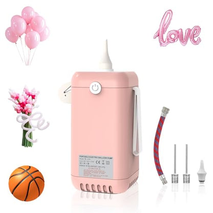 Balloon Pump Electric Air Pumps, 2-in-1 Electric Air Balloon Pump，Balloon Inflator for 260q,Foil, Latex Balloons and Sport Balls - style: Pink