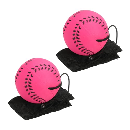 PATIKIL Sports Wrist Ball Rubber Rebound Wristband Wrist Return Ball Sport on a String for Exercise - color: Fluorescent Rose Red, size: 2.5 Inch