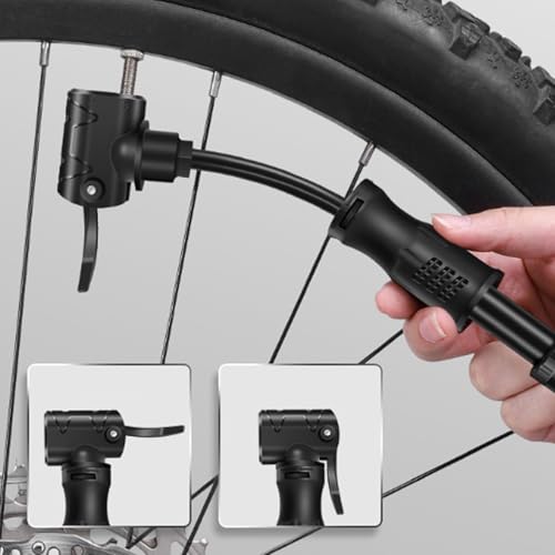 Mini Bike Pump Portable Frame Pump, High Pressure Shock Pump for Bike Shock, Air Ball Pump Inflator with Ball Pump Needles, Mini Pump Fits Standard Presta & Schrader - color: Black