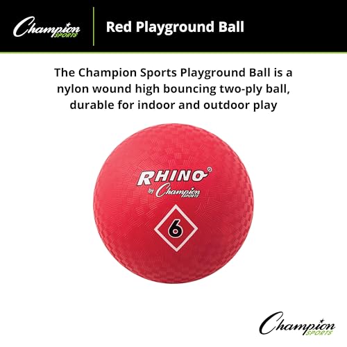 Champion Sports Playground Ball – Durable High-Bounce Ball, Sizes 5", 6", 7", 10", 13" & 16" for Gym, Recess & Play - style: 6" Diameter