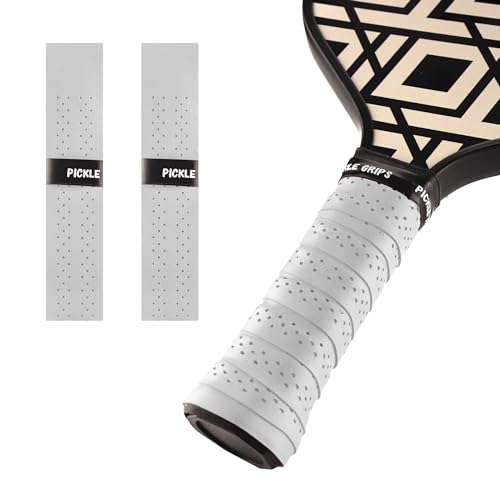 Pickle Grips Pickleball Paddle Grip Tape - Overgrip Grip Wrap for Pickleball Racket - Moisture Wicking Paddle Grip Wrap (2 Pack) - color: White