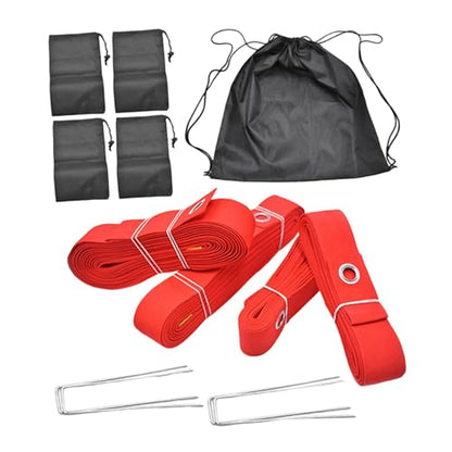 Beach Volleyball Court Boundary Lines Kit Portable with Metal Anchors 52.5 ft and 26.2 ft Line - color: Red
