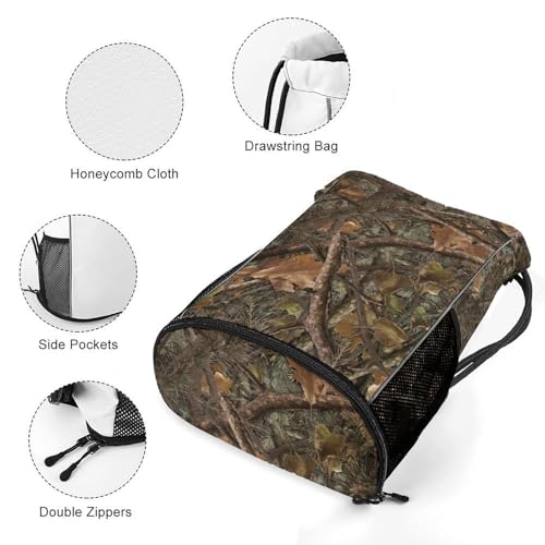 Camo Drawstring Backpack Gym Bag With Shoe Compartment String Bag Sport Beach Swimming Sackpack For Women Men - color: Camo