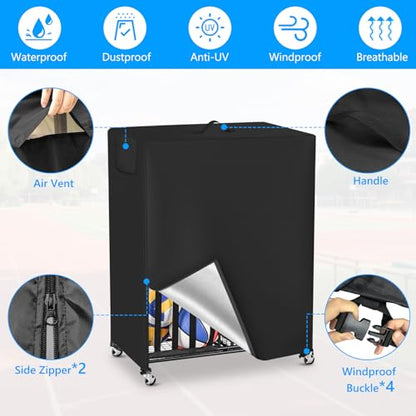 Basketball Rack Cover Garage Sports Equipment Organizer Cover for Ball Storage Rack Waterproof & Dustproof Sports Organizer Bag 38" L x 18" W x 45" H Black