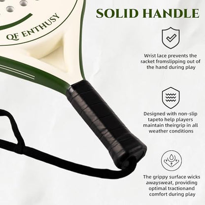 Padel Racket, Carbon Fiber Surface Padel Racquet, Lightweight, Ideal for Training/Matches - color: Green