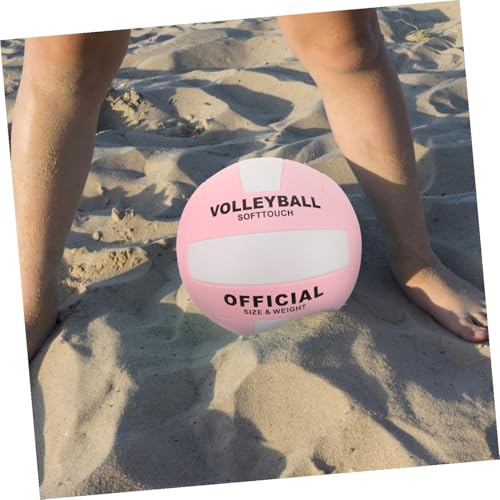 DECHOUS Soft Indoor Volleyball PU Durable Training Ball for Middle School Entrance Exam with Eye Catching Pink White Design and Standard Stitching