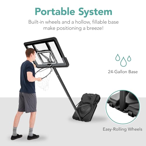 Best Choice Products 10ft Regulation Basketball Hoop, Height Adjustable Outdoor Goal w/Shock Absorbent Rim, Base Gel, 2 Wheels - style: Black/Silver