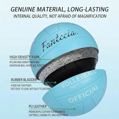 Volleyball, Soft Volleyball Balls for Indoor and Beach Fun, Official Size 5 for Youths and Adults-Includes Pump