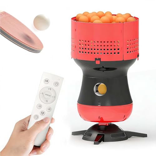 Automatic Table Tennis Robot with Remote, Ping Pong Machine – Adjustable Ball Speed & Frequency, Oscillation Mode for Dynamic Match Simulation