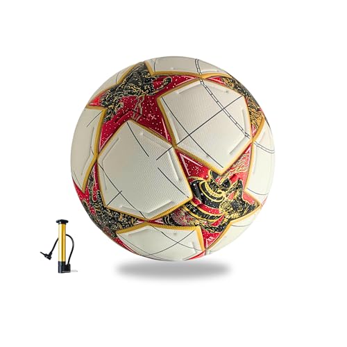 Professional Soccer Ball Size 5, Polyurethane Material, Thermo Bonded Construction, Youth and Adult - color: red