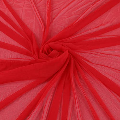 Superfine 4-Way Stretch Net Fabric Nylon Spandex Power Mesh Lightweight Sheer 60" Wide, a Continuous 5 Yards (Vivid Red) - color: Vivid Red