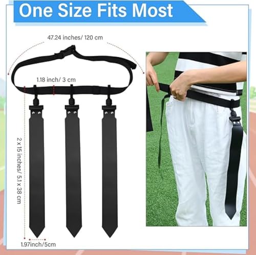 Hungdao 10/12 Players Flag Football Belts and Flags Adjustable Football Belts for Kids Teens Adults Team Training Sport Event - color: Black,gray