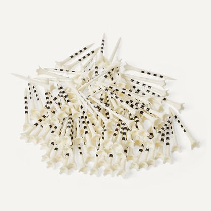 Amazon Basics Golf Tees with Height Marker System- Recycled Plastic Tees with 4-Prong Head - Golf Course Accessories - White - 100 Pack - size: 3 1/4"