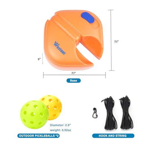 Westant Match Buddy Pickleball Trainer - Pickle Ball Practice Rebounder with 2 Balls, Pickleball Training Aids for Adults, Kids, for Self Practice - color: Orange