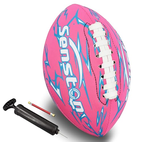 Senston Waterproof Durable Football for Pool 9.25 Inch Pool Football for Swimming Neoprene American Footballs - color: Pink